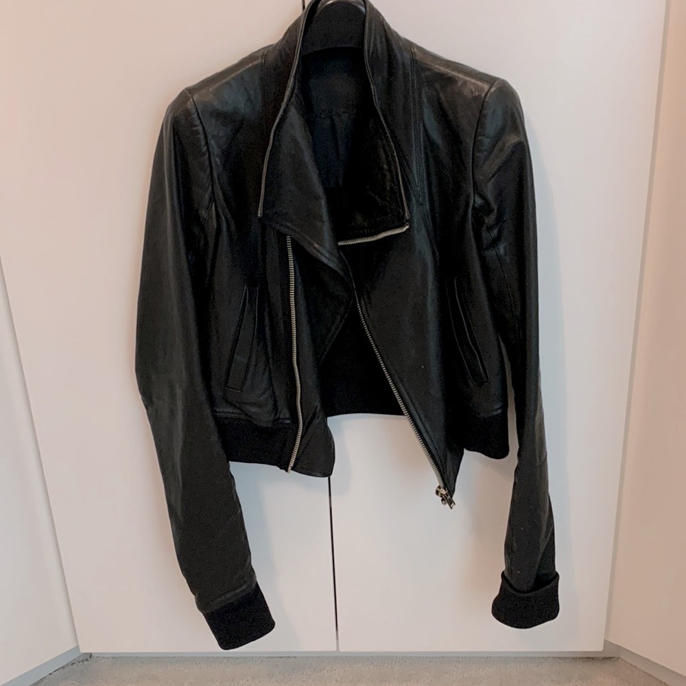Rick Owens Washed Bomber Leather Jacket size 4